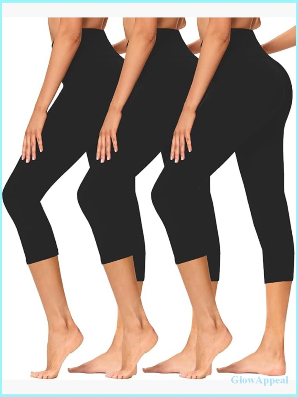 3 Pack Capri Leggings - Tummy Control High Waist Yoga Pants